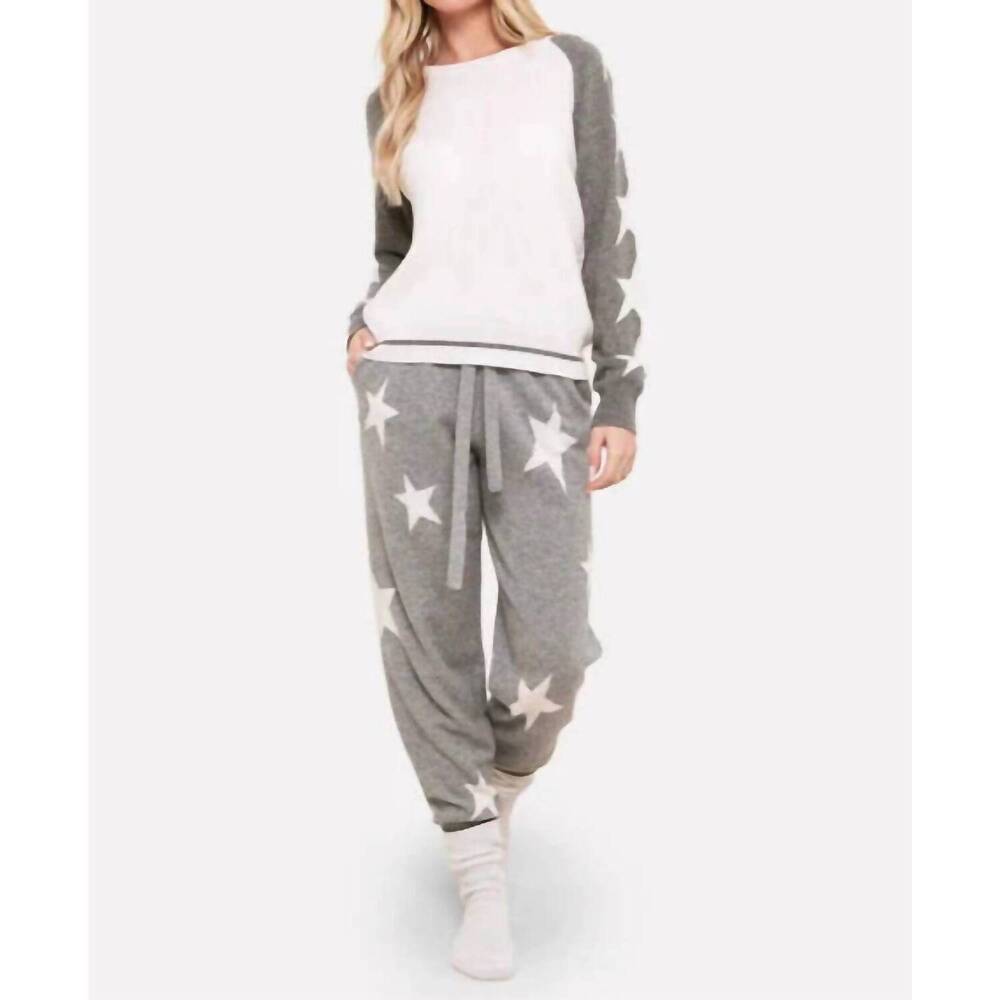 NEW BRODIE CASHMERE sophie star jogger in white mid grey